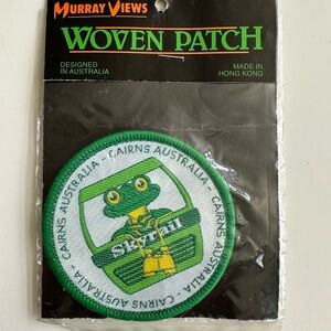 Vintage Cairns Australia Woven Patch with Green Frog Design